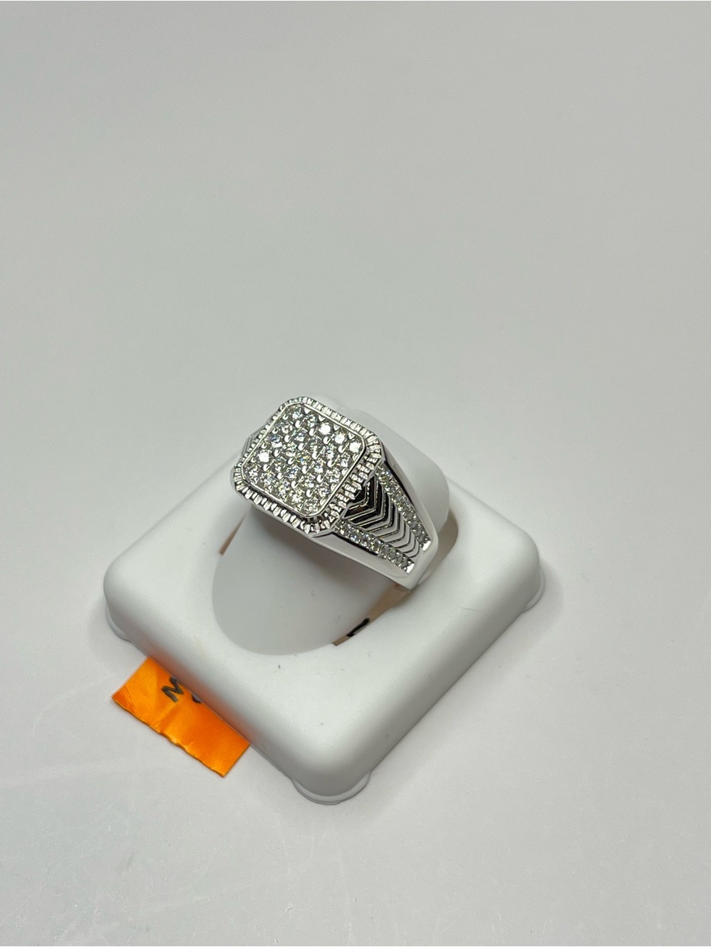 Men's 925 Sterling Silver Square Ring with Moissanite